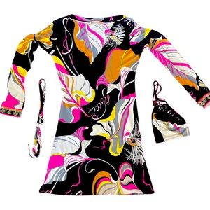 Emilio Pucci silk jersey multi colored dress.Comes with a belt and pouch